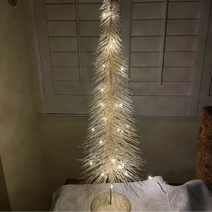 Vintage gold metal glitter Christmas tree decor